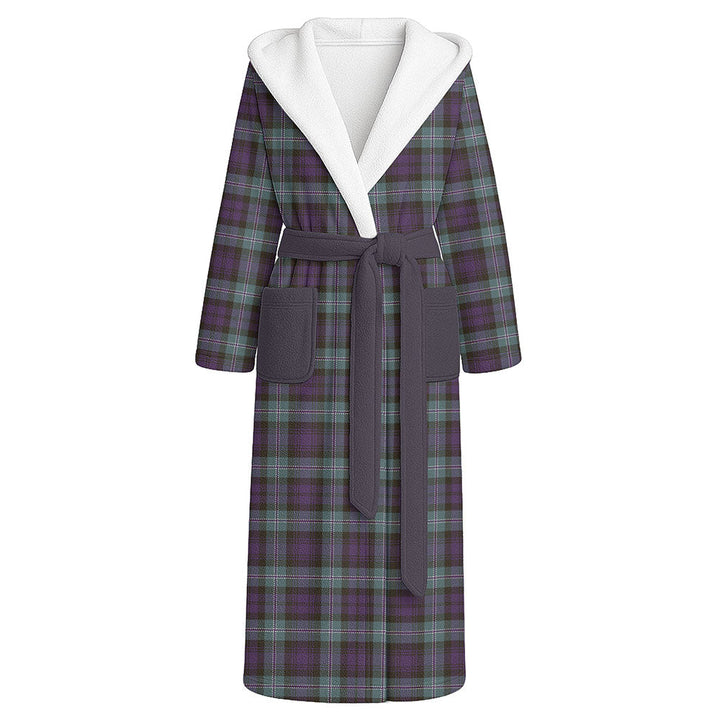 Lyon ((Liall Lyall Lyle) Weathered Clan Badge Tartan Flannel Hooded Bathrobe