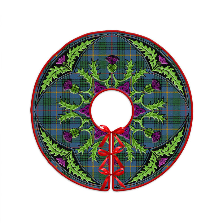 MacAinsh Ancient Clan Badge Tartan Christmas Tree Skirt Scottish Thistle Design