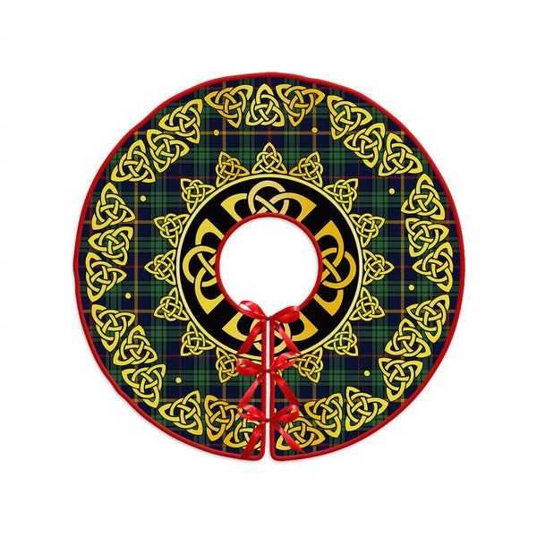 MacAinsh Modern Clan Badge Tartan Christmas Tree Skirt Golden Celtic Heritage