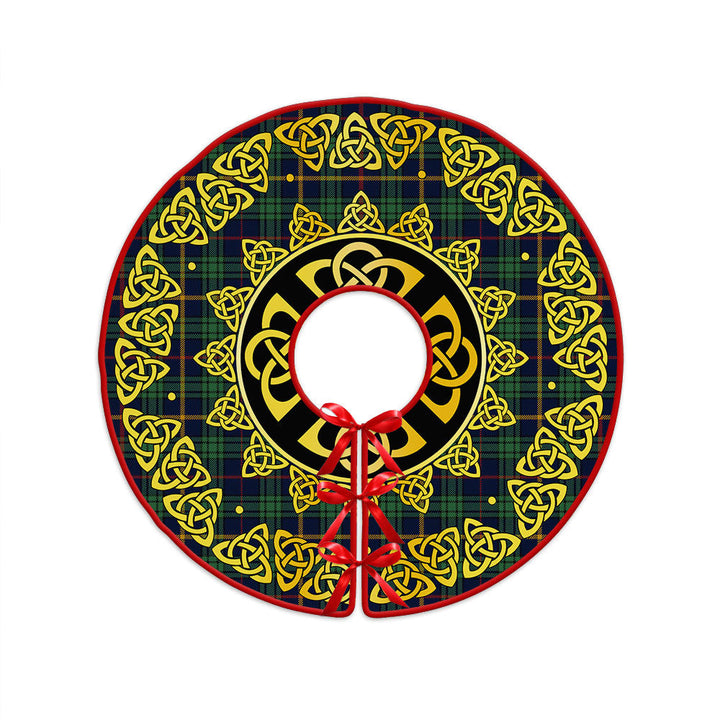 MacAinsh Modern Clan Badge Tartan Christmas Tree Skirt Golden Celtic Heritage