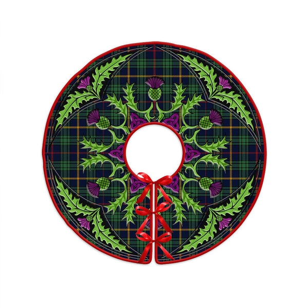 MacAinsh Modern Clan Badge Tartan Christmas Tree Skirt Scottish Thistle Design