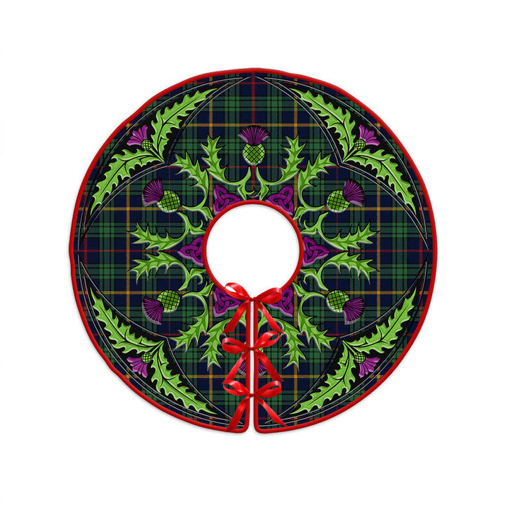MacAinsh Modern Clan Badge Tartan Christmas Tree Skirt Scottish Thistle Design