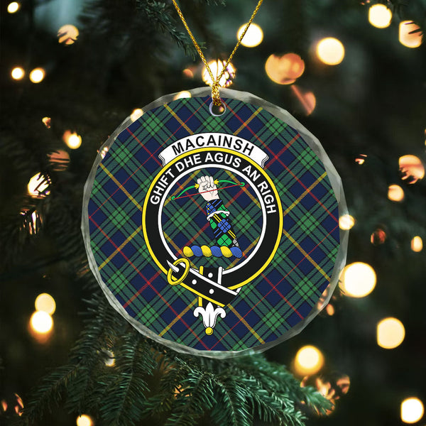 MacAinsh Modern Clan Badge Tartan Glass Ornament