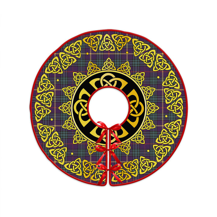MacAinsh Weathered Clan Badge Tartan Christmas Tree Skirt Golden Celtic Heritage