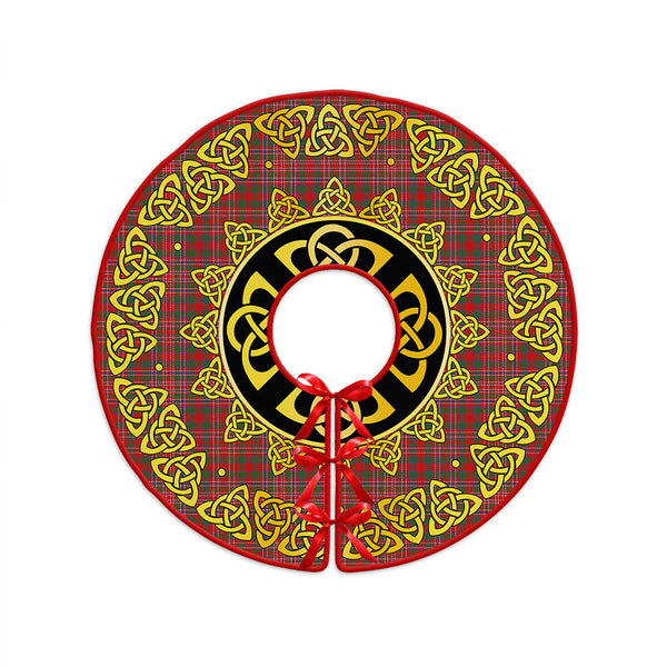 MacAlister Modern Clan Badge Tartan Christmas Tree Skirt Golden Celtic Heritage