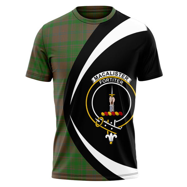 MacAlister of Glenbarr Hunting (MacAlister of Glenbarr; Hunting) Ancient Clan Badge Tartan T-Shirt Circle Style Personalized