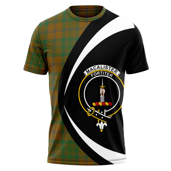 MacAlister of Glenbarr Hunting (MacAlister of Glenbarr; Hunting) Modern Clan Badge Tartan T-Shirt Circle Style Personalized