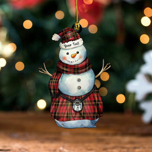 MacAlister of Skye Weathered Clan Badge Tartan Wood Acrylic Ornament Snowman Warrior Personalized