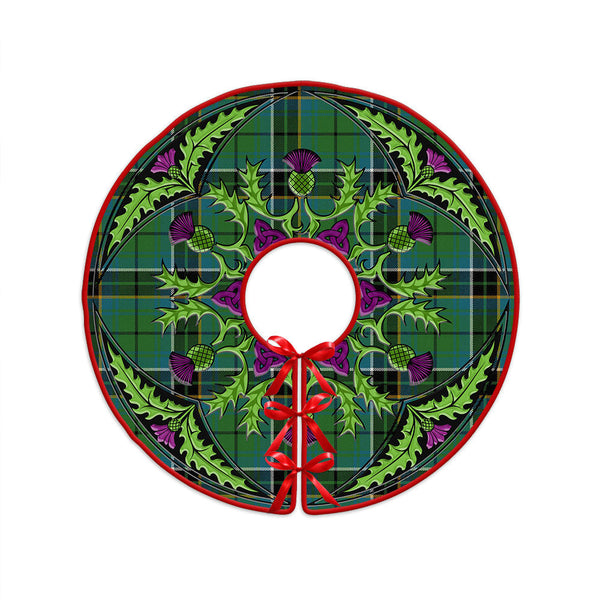 MacAlpine Ancient Clan Badge Tartan Christmas Tree Skirt Scottish Thistle Design
