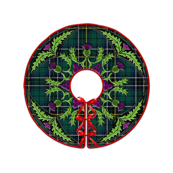 MacAlpine Modern Clan Badge Tartan Christmas Tree Skirt Scottish Thistle Design