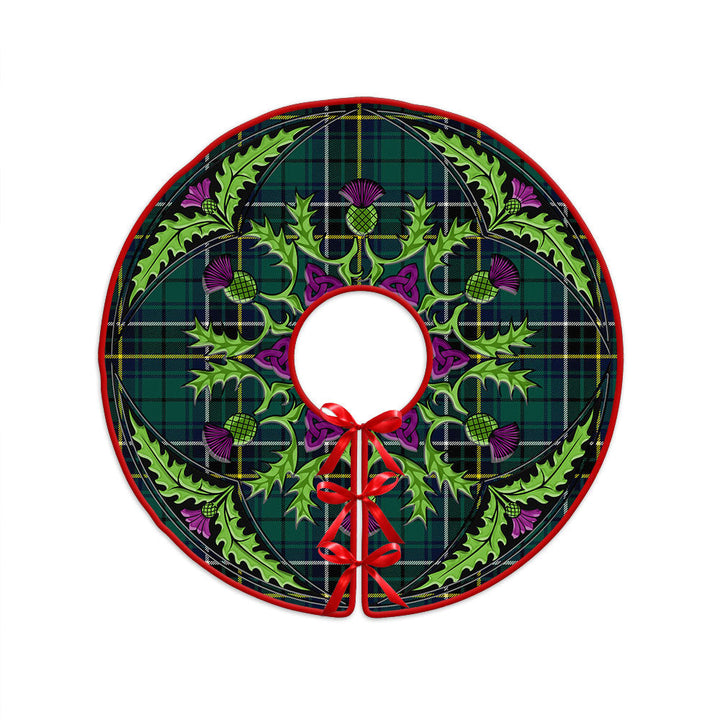 MacAlpine Modern Clan Badge Tartan Christmas Tree Skirt Scottish Thistle Design