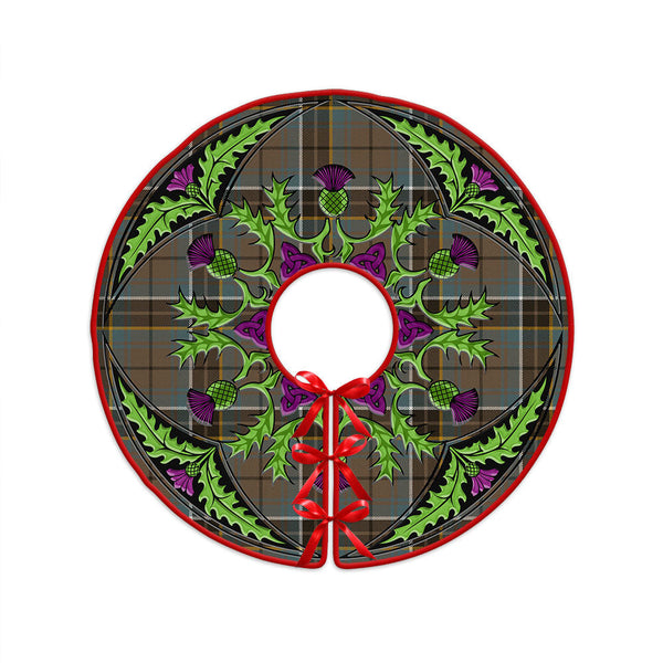 MacAlpine Weathered Clan Badge Tartan Christmas Tree Skirt Scottish Thistle Design