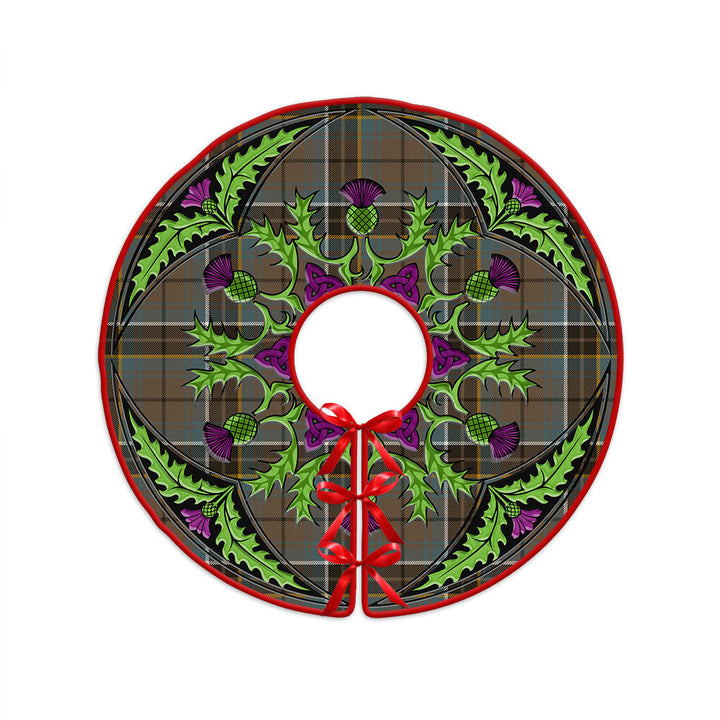 MacAlpine Weathered Clan Badge Tartan Christmas Tree Skirt Scottish Thistle Design