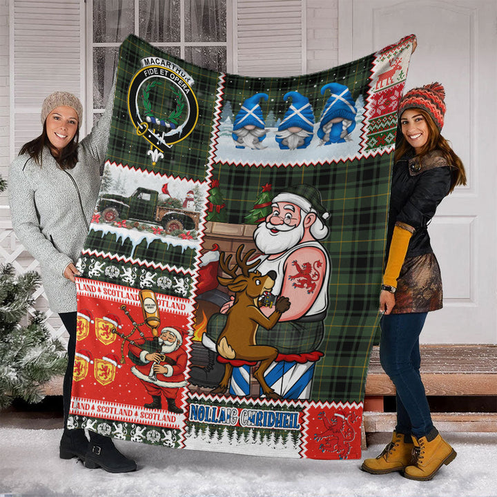 MacArthur Modern Clan Badge Tartan Blanket Scotland Santa Tattoo Christmas Comic Patchwork Style