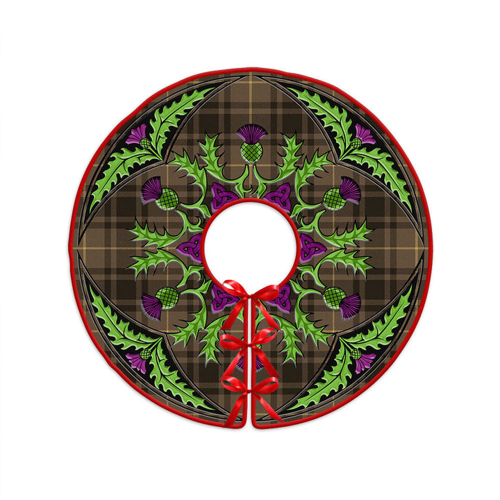 MacArthur Weathered Clan Badge Tartan Christmas Tree Skirt Scottish Thistle Design