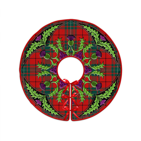 MacAulay Modern Clan Badge Tartan Christmas Tree Skirt Scottish Thistle Design