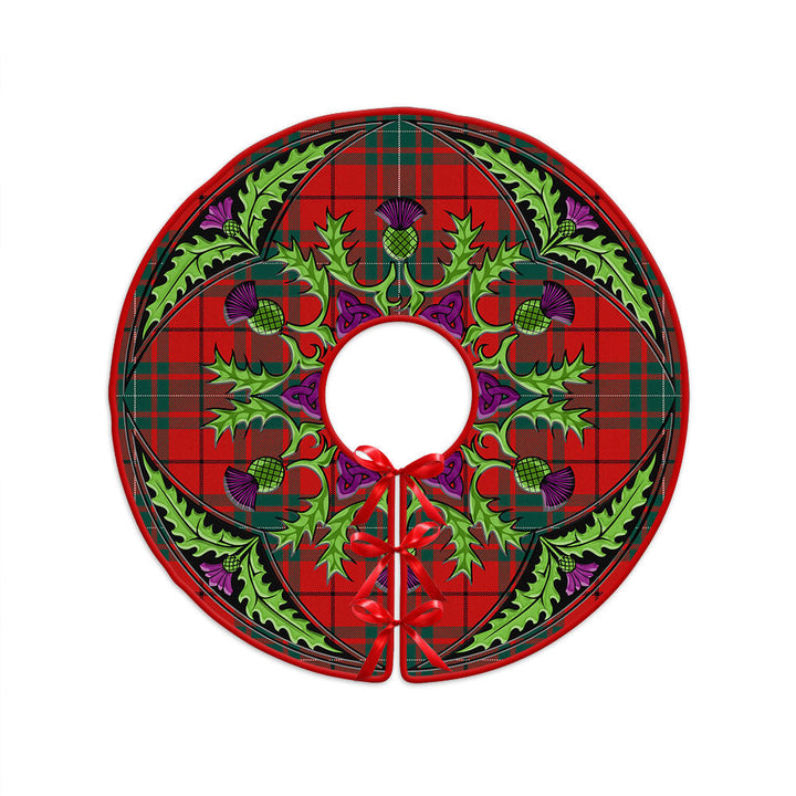 MacAulay Modern Clan Badge Tartan Christmas Tree Skirt Scottish Thistle Design