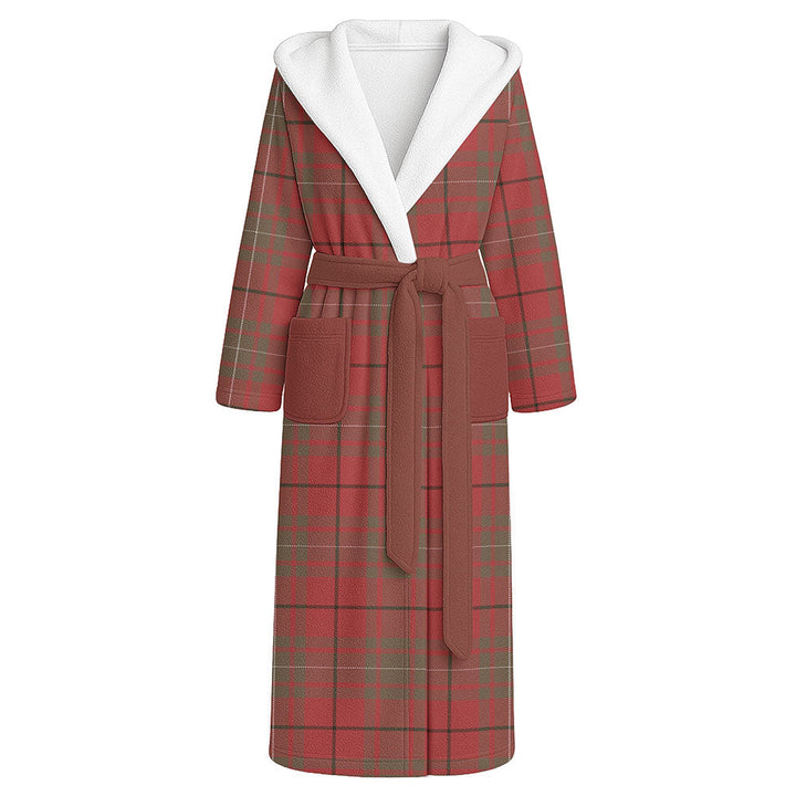 MacAulay Weathered Clan Badge Tartan Flannel Hooded Bathrobe