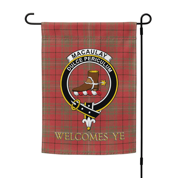 MacAulay Weathered Clan Badge Tartan Garden Flag
