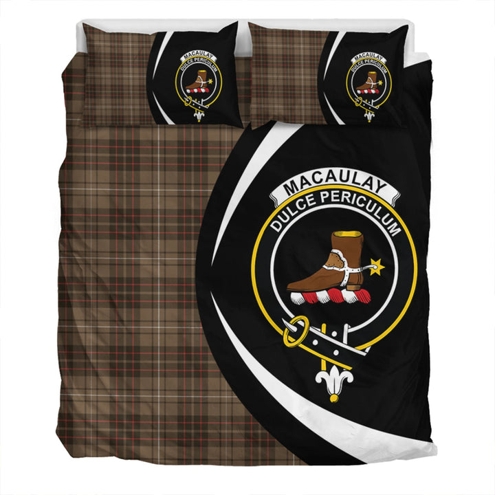 MacAulay of Lewis Weathered Clan Badge Tartan Bedding Set Circle Style