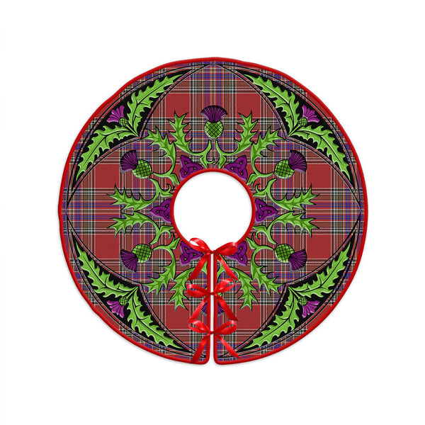 MacBean (MacBain) Weathered Clan Badge Tartan Christmas Tree Skirt Scottish Thistle Design