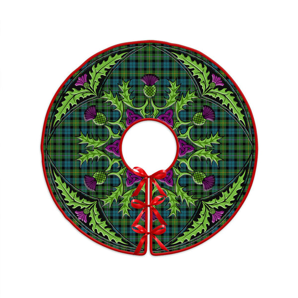 MacBride Ancient Clan Badge Tartan Christmas Tree Skirt Scottish Thistle Design