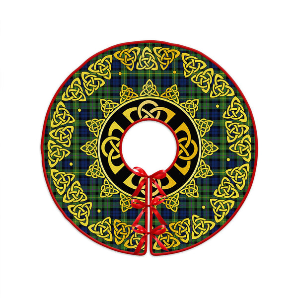 MacBride Modern Clan Badge Tartan Christmas Tree Skirt Golden Celtic Heritage