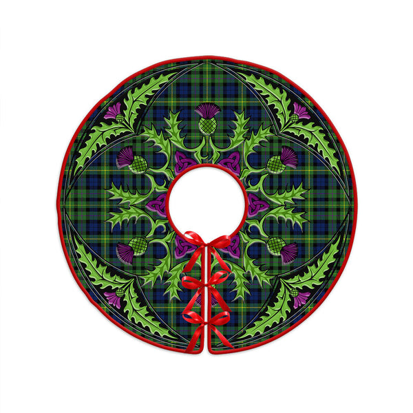 MacBride Modern Clan Badge Tartan Christmas Tree Skirt Scottish Thistle Design