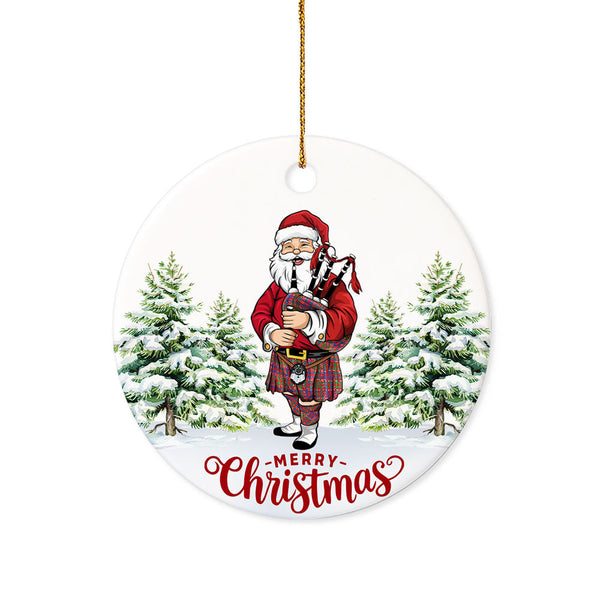 MacColl (MacCall) Modern Tartan Ceramic Ornament Santa