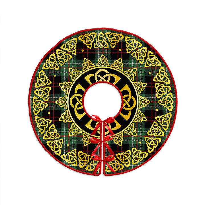 MacDiarmid Modern Clan Badge Tartan Christmas Tree Skirt Golden Celtic Heritage