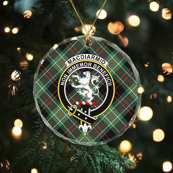 MacDiarmid Modern Clan Badge Tartan Glass Ornament