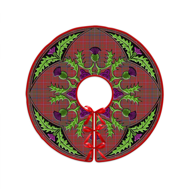 MacDougall Weathered Clan Badge Tartan Christmas Tree Skirt Scottish Thistle Design
