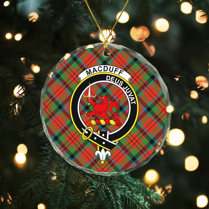 MacDuff Ancient Clan Badge Tartan Glass Ornament