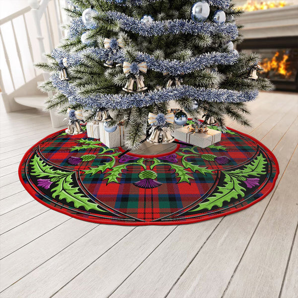 MacDuff Modern Clan Badge Tartan Christmas Tree Skirt Scottish Thistle Design