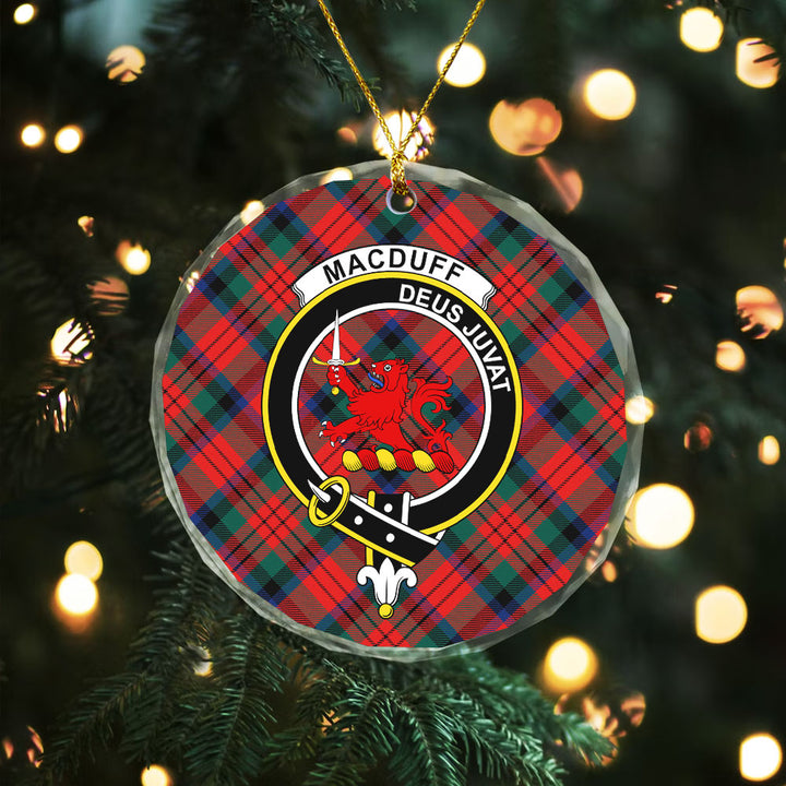 MacDuff Modern Clan Badge Tartan Glass Ornament