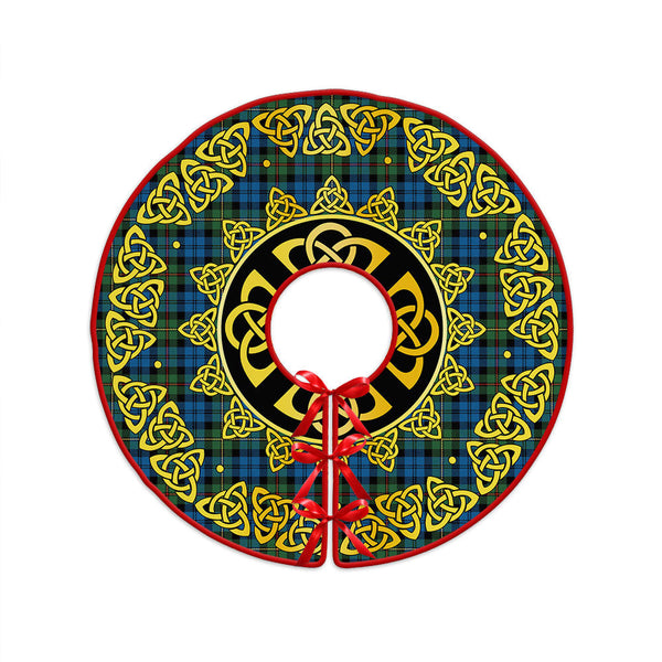 MacEwan Ancient Clan Badge Tartan Christmas Tree Skirt Golden Celtic Heritage