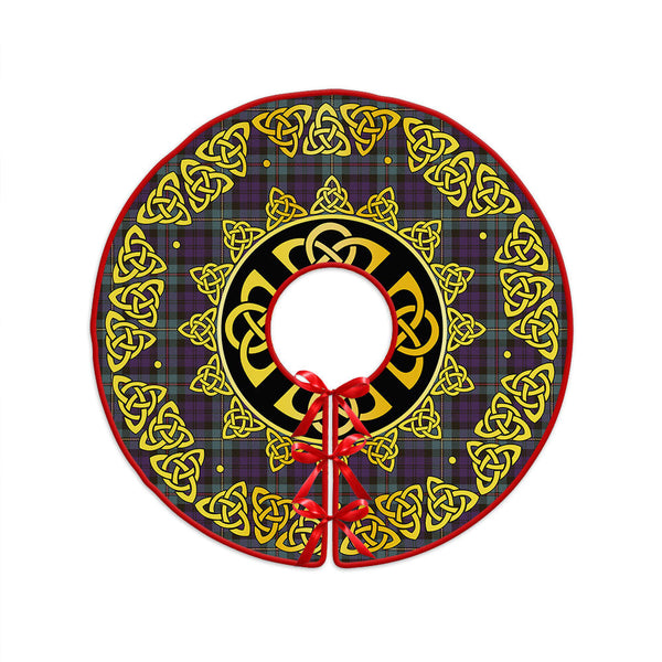 MacEwan Weathered Clan Badge Tartan Christmas Tree Skirt Golden Celtic Heritage