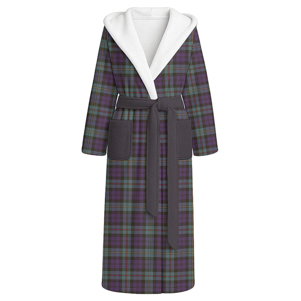 MacEwan Weathered Clan Badge Tartan Flannel Hooded Bathrobe