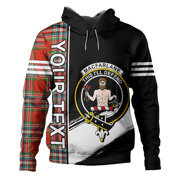 MacFarlane Red Ancient Clan Badge Tartan Hoodie Quarter Style Personalized