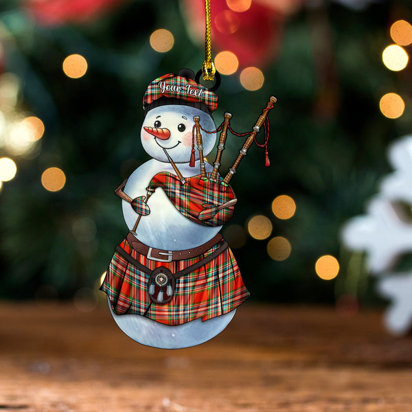 MacFarlane Red Ancient Clan Badge Tartan Wood Acrylic Ornament Snowman Bagpipe Personalized
