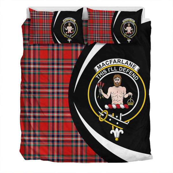 MacFarlane Red Modern Clan Badge Tartan Bedding Set Circle Style