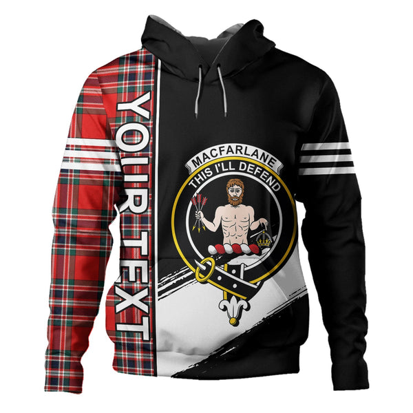 MacFarlane Red Modern Clan Badge Tartan Hoodie Quarter Style Personalized