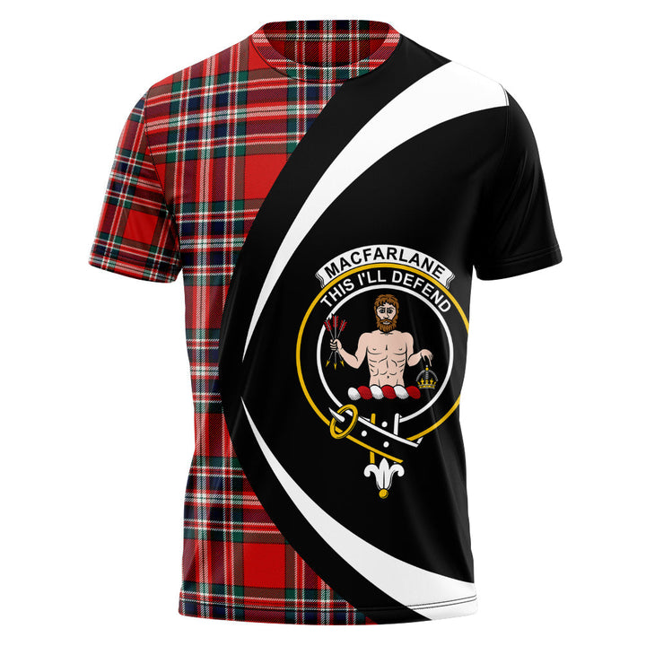 MacFarlane Red Modern Clan Badge Tartan T-Shirt Circle Style Personalized