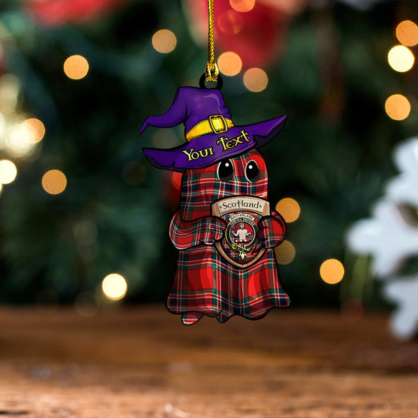 MacFarlane Red Modern Clan Badge Tartan Wood Acrylic Ornament Halloween Ghost