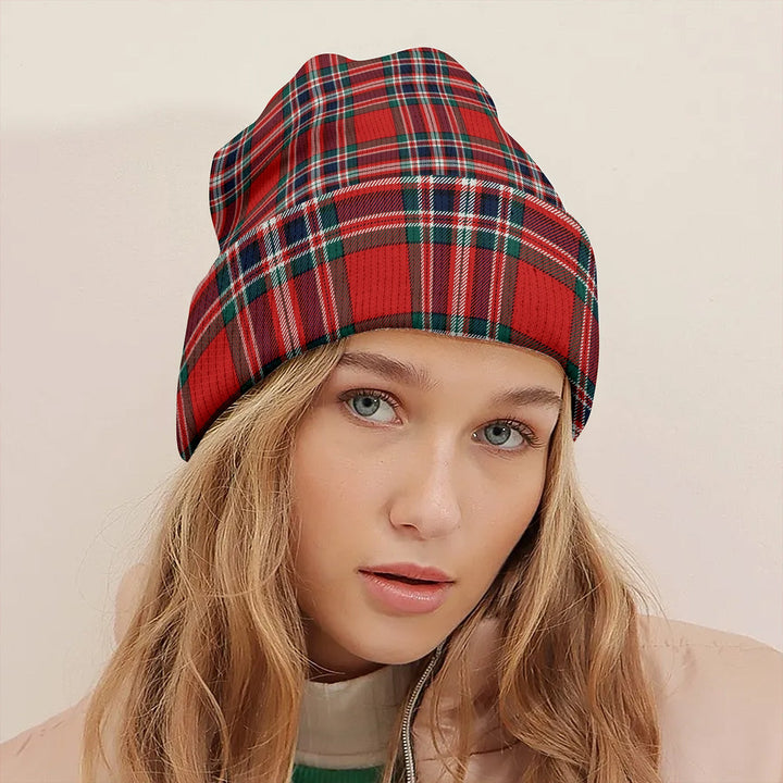 MacFarlane Red Modern Tartan Knitted Beanie