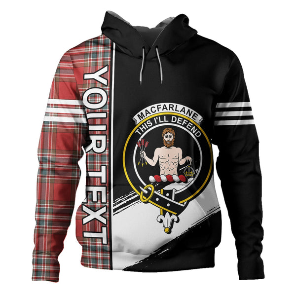 MacFarlane Red Weathered Clan Badge Tartan Hoodie Quarter Style Personalized