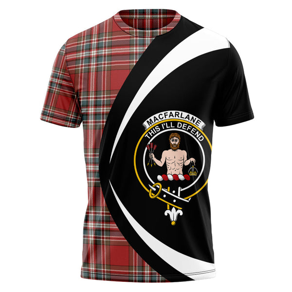 MacFarlane Red Weathered Clan Badge Tartan T-Shirt Circle Style Personalized