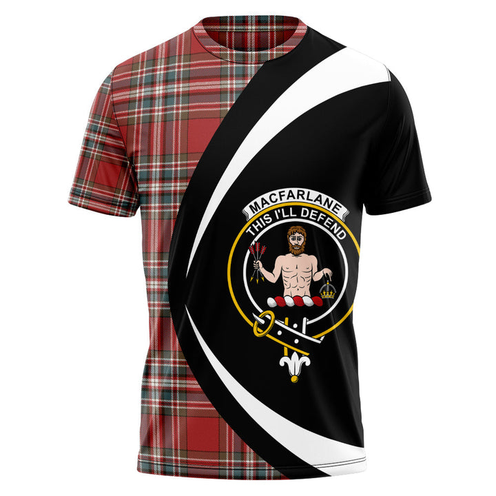 MacFarlane Red Weathered Clan Badge Tartan T-Shirt Circle Style Personalized