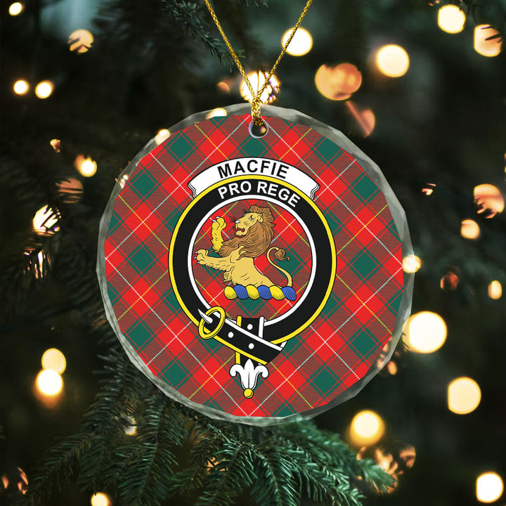 MacFie (MacPhee) Modern Clan Badge Tartan Glass Ornament