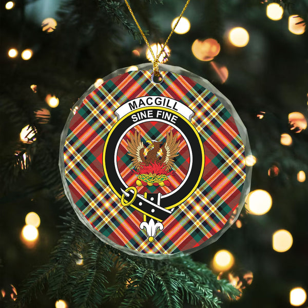 MacGill Modern Clan Badge Tartan Glass Ornament